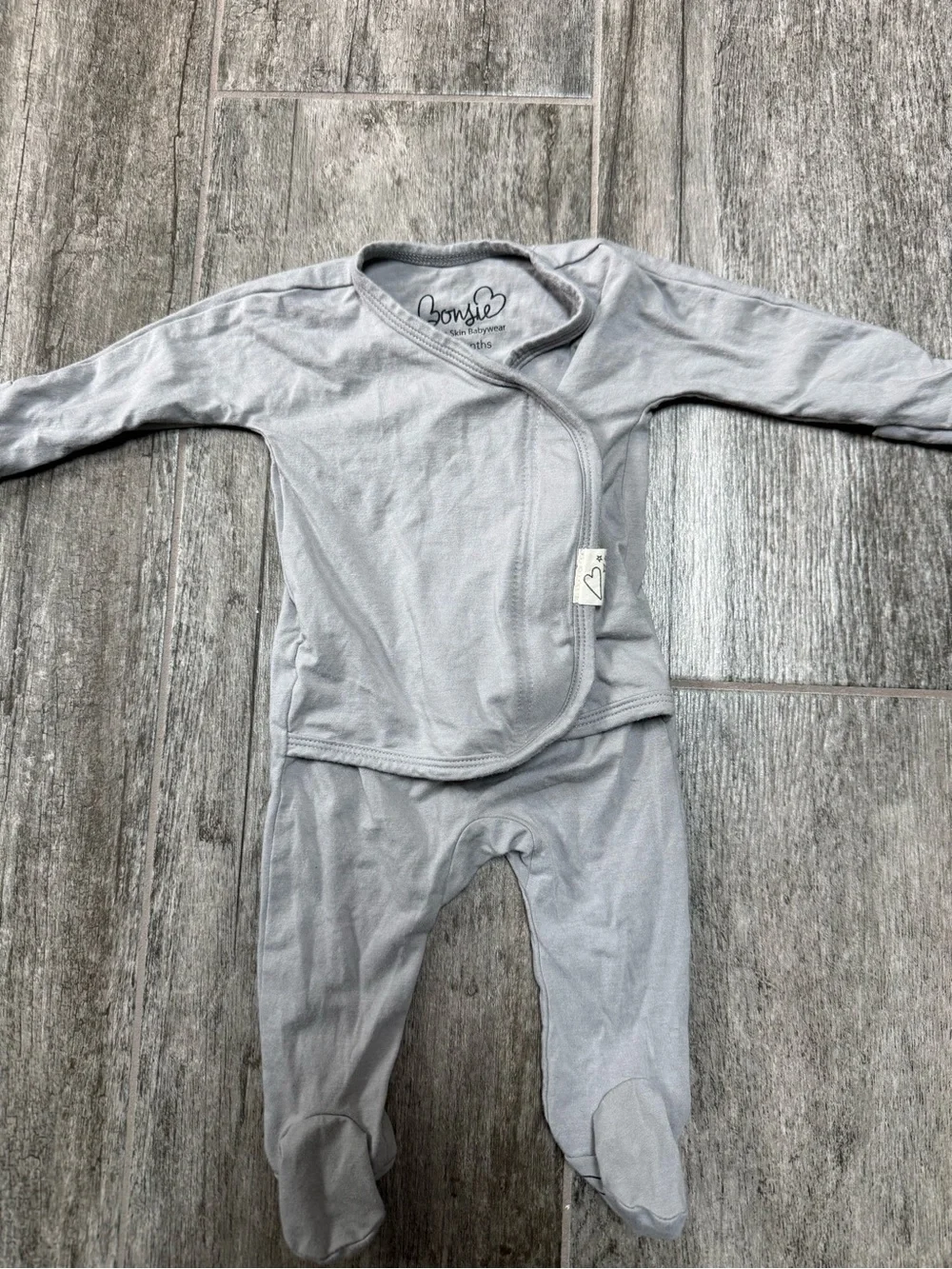 Bonsie Light Gray Baby Kimono Footed - 0-3 months